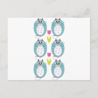 「バブーシュカット」と呼ばれるかわいい猫のぬいぐるみデザイン ポストカード