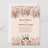 バブーブリーブランチのクリームベージュバラブライダルシャワー 招待状 (正面)