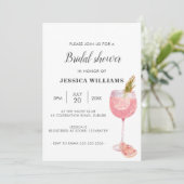 バブーブリーブランチエレガントピンクカクテルブライダルシャワー 招待状 (スタンド正面)