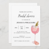バブーブリーブランチエレガントピンクカクテルブライダルシャワー 招待状 (正面/裏面)