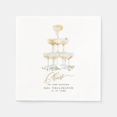 バブーブリーブランチシャンパングリーンリーブライダルシャワー スタンダードカクテルナプキン (正面)