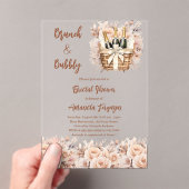 バブーブリーブランチベージュ桃バラブライダルシャワー アクリル招待状 (インサイチュ (ポータブル))
