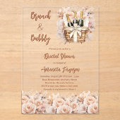 バブーブリーブランチベージュ桃バラブライダルシャワー アクリル招待状 (正面)