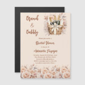 バブーブリーブランチベージュ桃バラブライダルシャワー マグネット招待状 (正面/裏面)