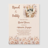 バブーブリーブランチベージュ桃バラブライダルシャワー マグネット招待状 (正面)