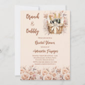 バブーブリーブランチベージュ桃バラブライダルシャワー 招待状 (正面)