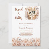 バブーブリーブランチボホフローラベージュブライダルシャワー 招待状 (正面)