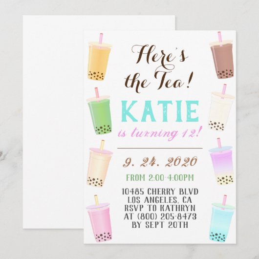 バブ茶の誕生日 招待状 (正面/裏面)