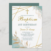 バプティスアンドファースト誕生日招待状ボーイ 招待状 (正面/裏面)