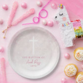 バプティスウォーターカラーパステルピンク紙プレート ペーパープレート (パーティー)