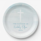 バプティスウォーターカラーパステルブルー紙プレート ペーパープレート (正面)
