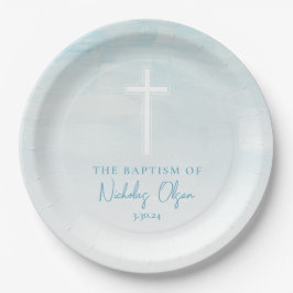 バプティスウォーターカラーパステルブルー紙プレート ペーパープレート