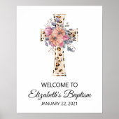 バプティスウォーターカラーレオパードフローラクロスへようこそ ポスター (正面)