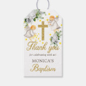 バプティスエンジェル金ゴールド男女兼用グリッター ギフトタグ (正面)