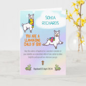 バプティスガールかわいいラマテーマ カード (黄色い花)