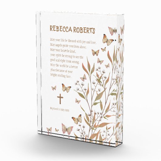 バプティスガールウォーター色の蝶と花 フォトブロック (右)