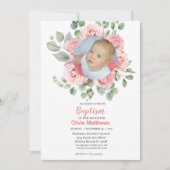 バプティスガールズフォトピンクローズ 招待状 (正面)