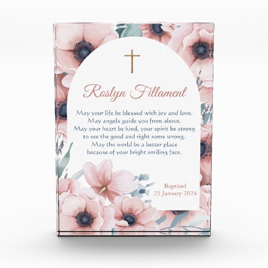 バプティスガールビッグピンクのまわりにの縁ど花 フォトブロック (正面)