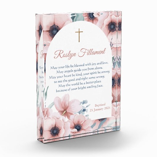 バプティスガールビッグピンクのまわりにの縁ど花 フォトブロック (左)