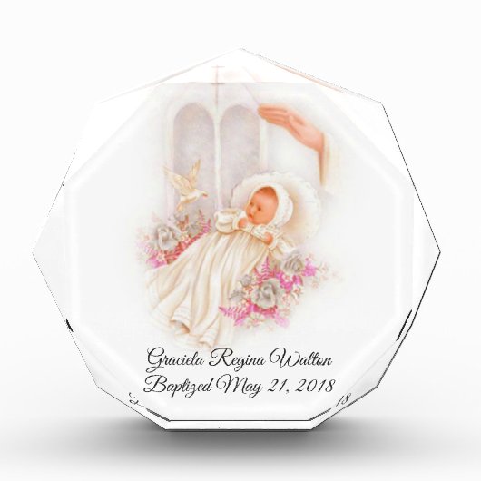 バプティスガールピンクフラワーズドブクロス フォトブロック (正面)