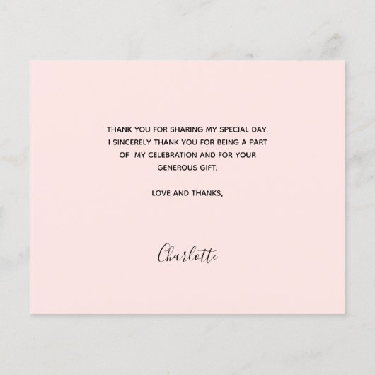 バプティスガールピンク写真バジェットサンキューカード (裏面)