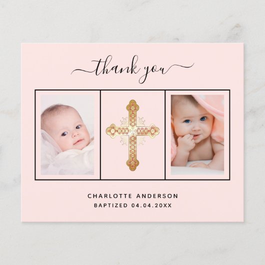 バプティスガールピンク写真バジェットサンキューカード (正面)