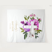 バプティスガール背景 – 紫色の花クロス タペストリー (正面(横))