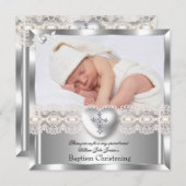 バプティスクリームシルバーフォトハートクロスボーイガール2 招待状 (正面/裏面)