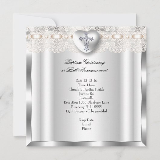 バプティスクリームシルバーフォトハートクロスボーイガール2 招待状 (裏面)