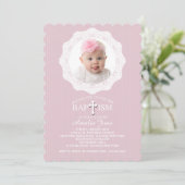 バプティスクロスカピンクフォト招待状 招待状 (スタンド正面)