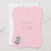 バプティスクロスピクピンクベビーラトルドーター 招待状 (裏面)