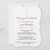 バプティスクロスピクピンクベビーラトルドーター 招待状 (正面)