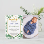 バプティスグリーンリーフジャングルサファリフォト招待状 招待状 (スタンド正面)