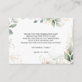 バプティスグリーン金ゴールドの葉ありがとう エンクロージャーカード (裏面)