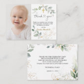 バプティスグリーン金ゴールドの葉ありがとう エンクロージャーカード (正面/裏面)