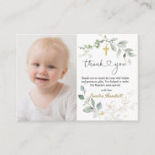 バプティスグリーン金ゴールドの葉ありがとう エンクロージャーカード (正面)