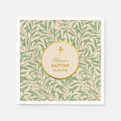 バプティスグリーン離れフェイク金ゴールドウィローBough Morris スタンダードカクテルナプキン (正面)