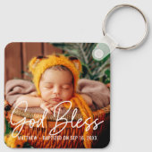 バプティスゴッドブレシンプルスエレガントモダンベビー写真 キーホルダー (裏面)