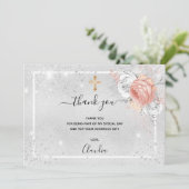 バプティスシルバーバラ金ゴールド花模様写真ガール サンキューカード (スタンド正面)