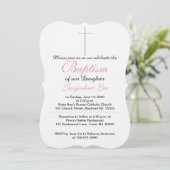 バプティスシルバー金ゴールドクロスドーターピンク 招待状 (スタンド正面)