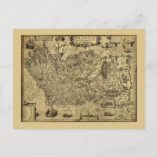 バプティスタボアジオのアイルランドの地図1606年頃 ポストカード (正面)
