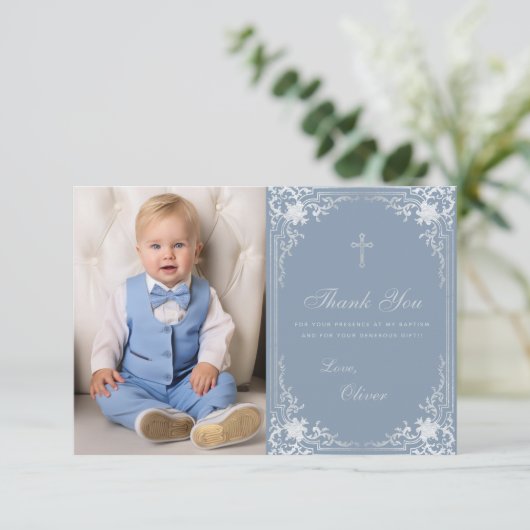 バプティスダスティブルーヴィンテージエレガントボーイ写真 サンキューカード (スタンド正面)