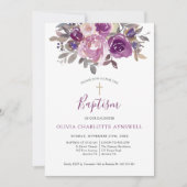 バプティスダスティマウヴパープルボタニカル《キリスト教》洗礼式や命名式 招待状 (正面)