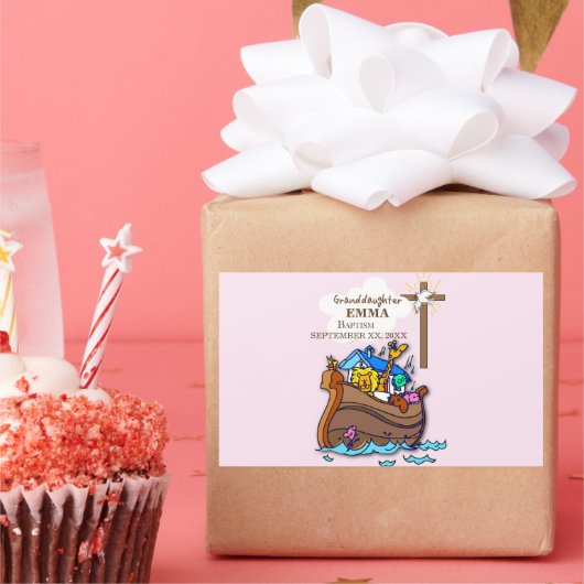 バプティスノアの箱舟の孫パーソナライズされた 長方形シール (パーティー)