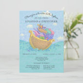 バプティスノアの箱舟ツインベビーアニマルブルー 招待状 (スタンド正面)