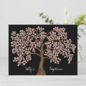 バプティスピンクさくらんぼブロッサムツリー絵画ズ 招待状 (スタンド正面)