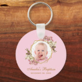 バプティスピンクガール写真フローラ蘭金ゴールドクロス キーホルダー (正面)