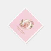 バプティスピンクガール写真フローラ蘭金ゴールドクロス スタンダードカクテルナプキン (角)