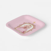 バプティスピンクガール写真金ゴールドアーチフローラ蘭 ペーパープレート (傾斜あり)