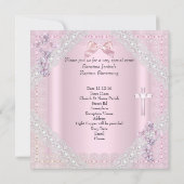 バプティスピンククロスガールフォト《キリスト教》洗礼式や命名式レース2 招待状 (裏面)